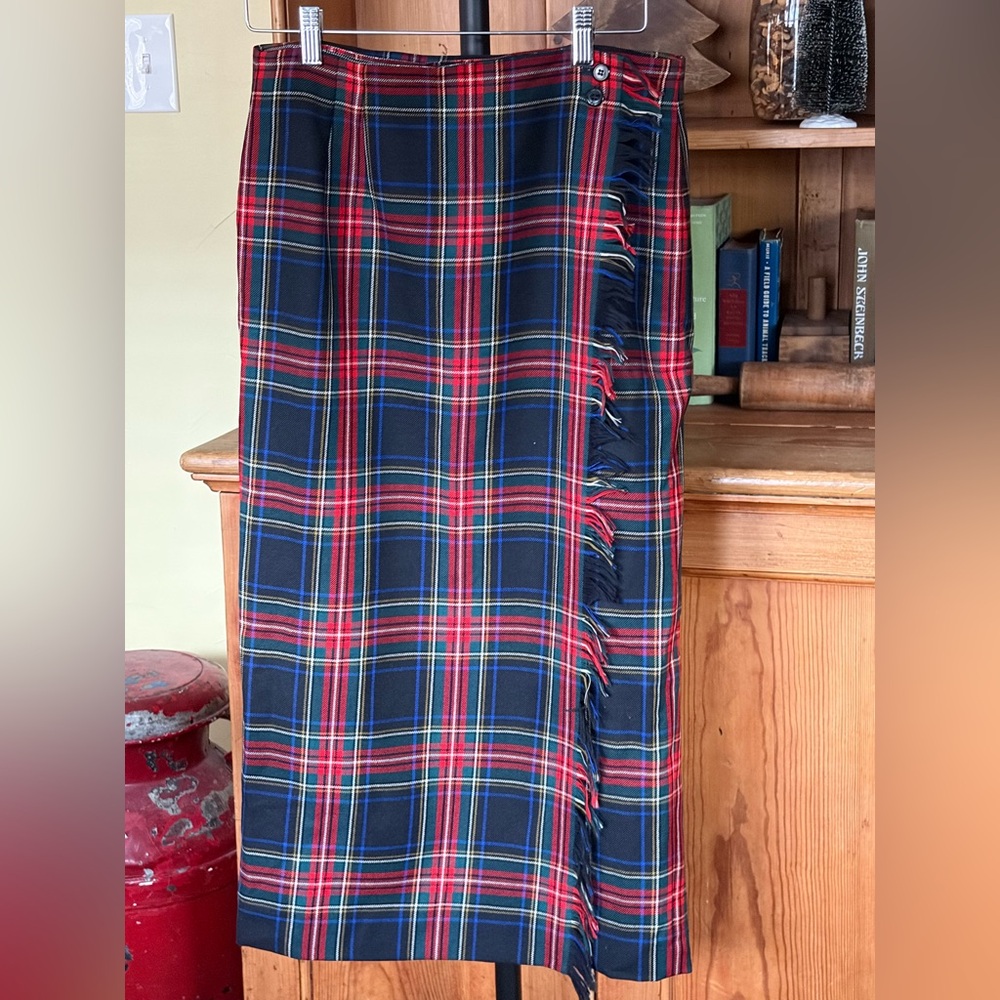 VINTAGE Plaid Tartan Wrap Blanket Skirt